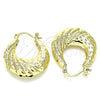 Oro Laminado Small Hoop, Gold Filled Style Hollow Design, Polished, Golden Finish, 02.163.0130.25