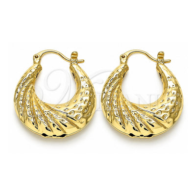 Oro Laminado Small Hoop, Gold Filled Style Hollow Design, Polished, Golden Finish, 02.163.0130.25
