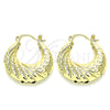 Oro Laminado Small Hoop, Gold Filled Style Hollow Design, Polished, Golden Finish, 02.163.0130.25