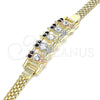 Oro Laminado Fancy Bracelet, Gold Filled Style Owl Design, with White and Black Crystal, Polished, Tricolor for wholesale, additional product view 3