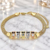 Oro Laminado Fancy Bracelet, Gold Filled Style Owl Design, with White and Black Crystal, Polished, Tricolor, 03.380.0018.08 (05 MM Thickness, 8 Inches Length)