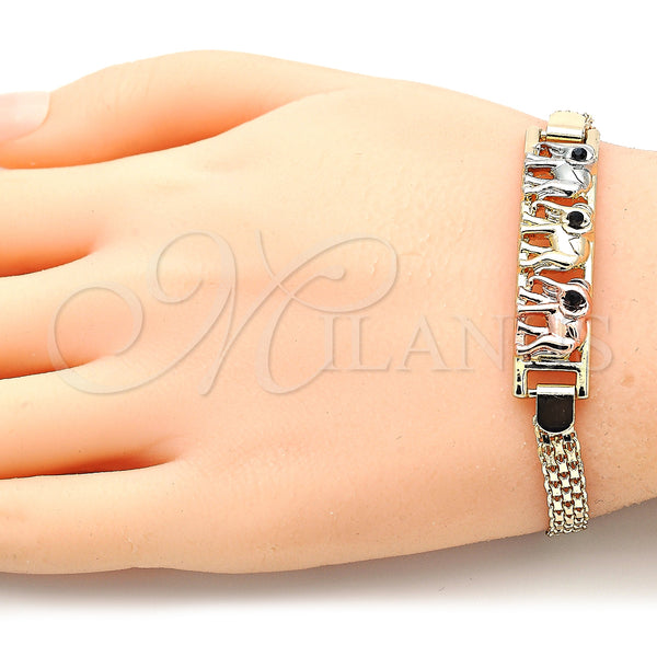 Gold Filled Bracelet — Fancy Bracelet Elephant Design with Black Crystal Polished — alternate product view — SKU 139962 | Oro Laminado brazalete — elegante Bracelet Elephant diseño with negro cristal pulido — SKU 139962