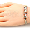 Oro Laminado Fancy Bracelet, Gold Filled Style Elephant Design, with Black Crystal, Polished, Tricolor, 03.380.0019.08 (05 MM Thickness, 8 Inches Length)