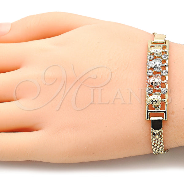 Gold Filled Bracelet — Fancy Bracelet Turtle Design with White Crystal Polished — alternate product view — SKU 139969 | Oro Laminado brazalete — elegante Bracelet Turtle diseño with cristal blanco pulido — SKU 139969