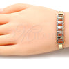 Oro Laminado Fancy Bracelet, Gold Filled Style Guadalupe Design, with White Crystal, Polished, Tricolor, 03.380.0022.08 (05 MM Thickness, 8 Inches Length)