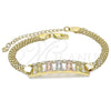 Oro Laminado Fancy Bracelet, Gold Filled Style Guadalupe Design, with White Crystal, Polished, Tricolor, 03.380.0022.08 (05 MM Thickness, 8 Inches Length)