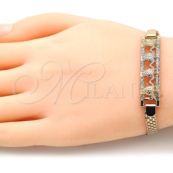 Gold Filled Bracelet — Fancy Bracelet Turtle Design with White Crystal Polished — alternate product view — SKU 139975 | Oro Laminado brazalete — elegante Bracelet Turtle diseño with cristal blanco pulido — SKU 139975