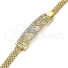 Oro Laminado Fancy Bracelet, Gold Filled Style Turtle Design, with White Crystal, Polished, Tricolor for wholesale, additional product view 3
