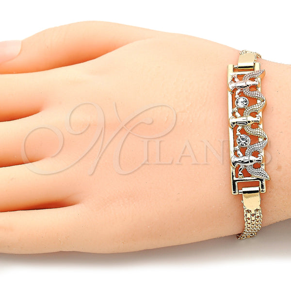 Gold Filled Bracelet — Fancy Bracelet Eagle Design with White Crystal Polished — alternate product view — SKU 139976 | Oro Laminado brazalete — elegante Bracelet Eagle diseño with cristal blanco pulido — SKU 139976