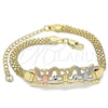 Oro Laminado Fancy Bracelet, Gold Filled Style Eagle Design, with White Crystal, Polished, Tricolor for wholesale, additional product view 4