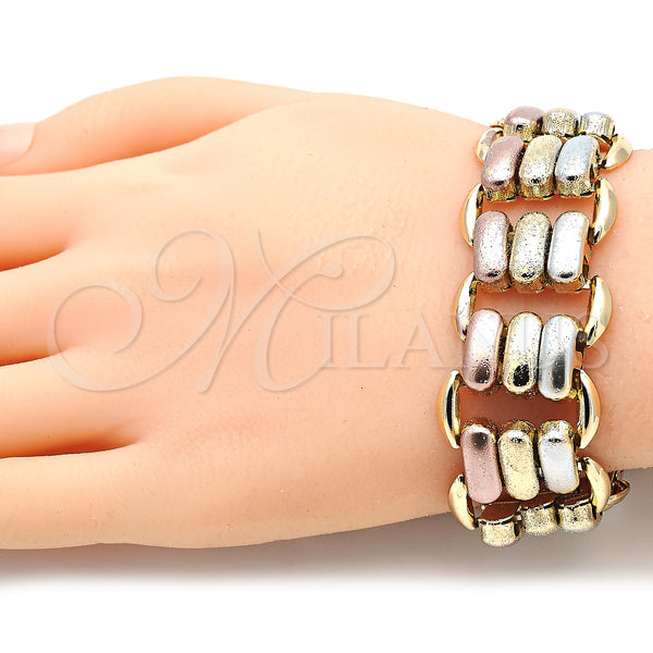 Gold Filled Bracelet — Fancy Bracelet Matte Tricolor 03. 23 MM Thickness — alternate product view — SKU 139996 | Oro Laminado brazalete — elegante Bracelet Matte Tricolor 03. 23 MM Thickness — SKU 139996