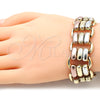 Oro Laminado Fancy Bracelet, Gold Filled Style Matte Finish, Tricolor, 03.331.0099.08 (23 MM Thickness, 8 Inches Length)