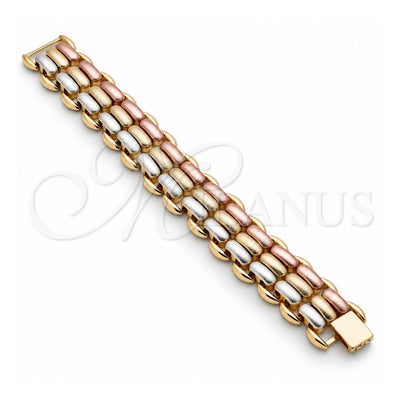 Oro Laminado Fancy Bracelet, Gold Filled Style Matte Finish, Tricolor, 03.331.0099.08 (23 MM Thickness, 8 Inches Length)