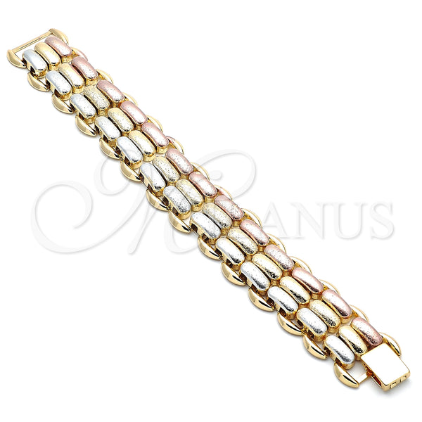 Gold Filled Bracelet — Fancy Bracelet Matte Tricolor 03. 23 MM Thickness — main product view — SKU 139996 | Oro Laminado brazalete — elegante Bracelet Matte Tricolor 03. 23 MM Thickness — SKU 139996