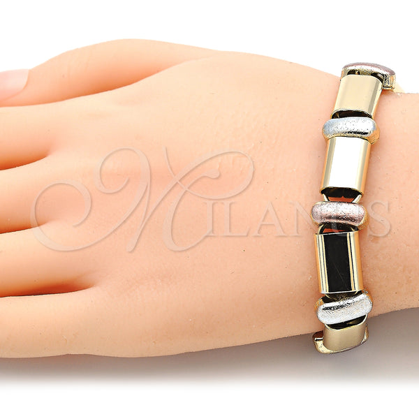 Gold Filled Bracelet — Fancy Bracelet Matte Tricolor 03. 12 MM Thickness — alternate product view — SKU 139998 | Oro Laminado brazalete — elegante Bracelet Matte Tricolor 03. 12 MM Thickness — SKU 139998