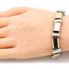 Oro Laminado Fancy Bracelet, Gold Filled Style Matte Finish, Tricolor, 03.331.0101.08 (12 MM Thickness, 8 Inches Length)