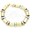 Oro Laminado Fancy Bracelet, Gold Filled Style Matte Finish, Tricolor, 03.331.0101.08 (12 MM Thickness, 8 Inches Length)