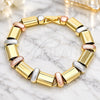 Oro Laminado Fancy Bracelet, Gold Filled Style Matte Finish, Tricolor, 03.331.0101.08 (12 MM Thickness, 8 Inches Length)