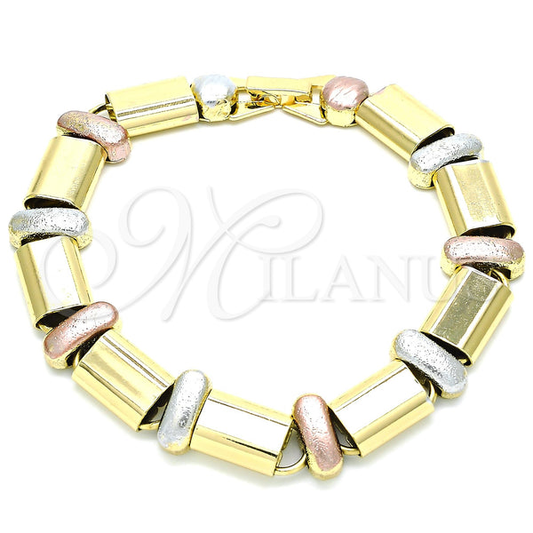 Gold Filled Bracelet — Fancy Bracelet Matte Tricolor 03. 12 MM Thickness — main product view — SKU 139998 | Oro Laminado brazalete — elegante Bracelet Matte Tricolor 03. 12 MM Thickness — SKU 139998