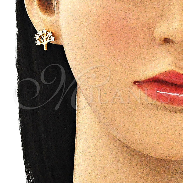 Gold Filled Ring — Stud Earring Tree Design with White Cubic Zirconia — alternate product view — SKU 140009 | Oro Laminado anillo — Stud Earring Tree diseño with blanco Cubic Zirconia — SKU 140009