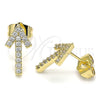 Oro Laminado Stud Earring, Gold Filled Style with White Cubic Zirconia, Polished, Golden Finish, 02.210.0446