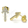 Oro Laminado Stud Earring, Gold Filled Style with White Cubic Zirconia, Polished, Golden Finish, 02.210.0446
