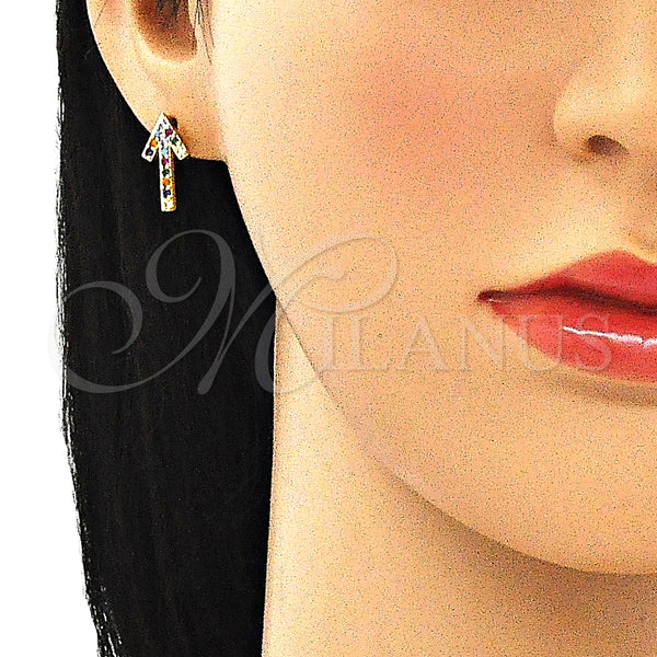 Gold Filled Ring — Stud Earring with Multicolor Cubic Zirconia Polished 02. — alternate product view — SKU 140012 | Oro Laminado anillo — Stud Earring with Multicolor Cubic Zirconia pulido 02. — SKU 140012