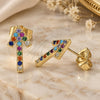 Oro Laminado Stud Earring, Gold Filled Style with Multicolor Cubic Zirconia, Polished, Golden Finish, 02.210.0446.1