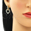 Oro Laminado Huggie Hoop, Gold Filled Style Heart Design, with Turquoise Micro Pave, Polished, Golden Finish, 02.210.0449.3.15