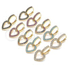 Oro Laminado Huggie Hoop, Gold Filled Style Heart Design, with Turquoise Micro Pave, Polished, Golden Finish, 02.210.0449.3.15