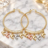 Oro Laminado Large Hoop, Gold Filled Style Dolphin Design, Diamond Cutting Finish, Tricolor, 02.380.0042.50