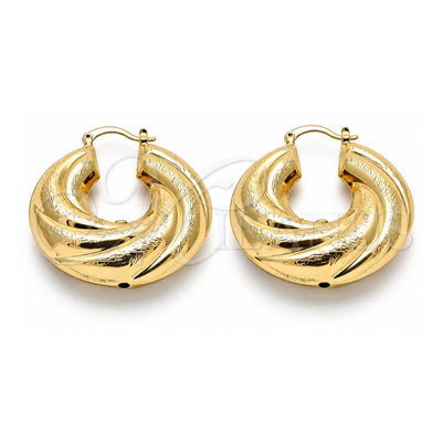 Oro Laminado Medium Hoop, Gold Filled Style Hollow Design, Brushed Finish, Golden Finish, 02.163.0135.40