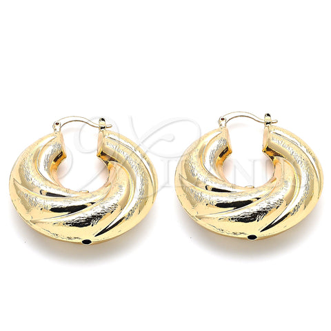 Oro Laminado Medium Hoop, Gold Filled Style Hollow Design, Brushed Finish, Golden Finish, 02.163.0135.40
