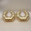 Oro Laminado Medium Hoop, Gold Filled Style Bamboo and Hollow Design, Brushed Finish, Golden Finish, 02.163.0136.40