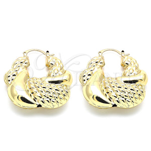 Gold Filled Hoop Earrings — Medium Hoop Hollow Design Polished 02. — main product view — SKU 140045 | Oro Laminado aretes de aro — Medium Hoop Hollow diseño pulido 02. — SKU 140045