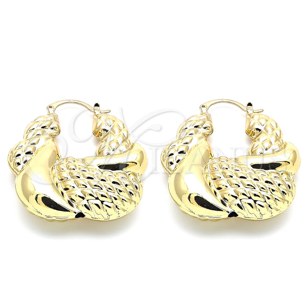 Gold Filled Hoop Earrings — Medium Hoop Hollow Design Polished 02. — main product view — SKU 140045 | Oro Laminado aretes de aro — Medium Hoop Hollow diseño pulido 02. — SKU 140045