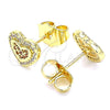 Gold Filled Ring — Stud Earring Heart Design with Garnet and White — alternate product view — SKU 140047 | Oro Laminado anillo — Stud Earring corazón diseño with Garnet and blanco — SKU 140047