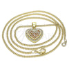Oro Laminado Pendant Necklace, Gold Filled Style Heart Design, with Garnet and White Micro Pave, Polished, Golden Finish, 04.156.0365.1.20 (02 MM Thickness, 20 Inches Length)