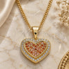Oro Laminado Pendant Necklace, Gold Filled Style Heart Design, with Garnet and White Micro Pave, Polished, Golden Finish, 04.156.0365.1.20 (02 MM Thickness, 20 Inches Length)