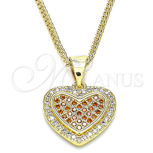 Gold Filled Necklace — Pendant Necklace Heart Design with Garnet and White — main product view — SKU 140049 | Oro Laminado collar — Pendant Necklace corazón diseño with Garnet and blanco — SKU 140049