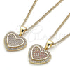 Oro Laminado Pendant Necklace, Gold Filled Style Heart Design, with Garnet and White Micro Pave, Polished, Golden Finish, 04.156.0365.1.20 (02 MM Thickness, 20 Inches Length)