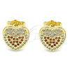 Gold Filled Ring — Stud Earring Heart Design with Garnet and White — alternate product view — SKU 140056 | Oro Laminado anillo — Stud Earring corazón diseño with Garnet and blanco — SKU 140056