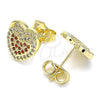 Gold Filled Ring — Stud Earring Heart Design with Garnet and White — alternate product view — SKU 140056 | Oro Laminado anillo — Stud Earring corazón diseño with Garnet and blanco — SKU 140056