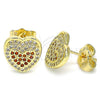 Gold Filled Ring — Stud Earring Heart Design with Garnet and White — alternate product view — SKU 140056 | Oro Laminado anillo — Stud Earring corazón diseño with Garnet and blanco — SKU 140056