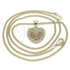 Oro Laminado Pendant Necklace, Gold Filled Style Heart Design, with Garnet and White Micro Pave, Polished, Golden Finish, 04.156.0367.1.20 (02 MM Thickness, 20 Inches Length)