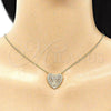 Oro Laminado Pendant Necklace, Gold Filled Style Heart Design, with White Micro Pave, Polished, Golden Finish, 04.156.0370.20 (02 MM Thickness, 20 Inches Length)