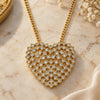 Oro Laminado Pendant Necklace, Gold Filled Style Heart Design, with White Micro Pave, Polished, Golden Finish, 04.156.0370.20 (02 MM Thickness, 20 Inches Length)