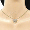 Oro Laminado Pendant Necklace, Gold Filled Style Heart Design, with Garnet and White Micro Pave, Polished, Golden Finish, 04.156.0370.1.20 (02 MM Thickness, 20 Inches Length)