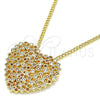 Oro Laminado Pendant Necklace, Gold Filled Style Heart Design, with Garnet and White Micro Pave, Polished, Golden Finish, 04.156.0370.1.20 (02 MM Thickness, 20 Inches Length)