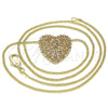 Oro Laminado Pendant Necklace, Gold Filled Style Heart Design, with Garnet and White Micro Pave, Polished, Golden Finish, 04.156.0370.1.20 (02 MM Thickness, 20 Inches Length)